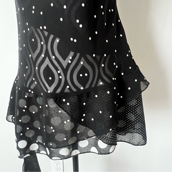 Vintage 90s Y2K Asymmetrical Tiered Polka Dot Baranda Top - Picture 5 of 15